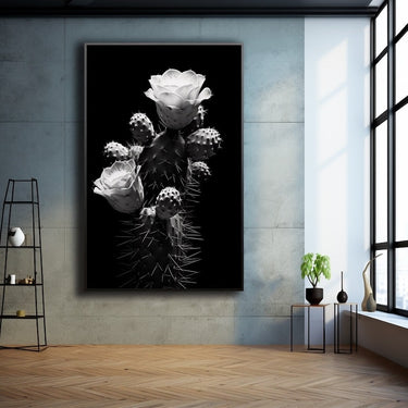 Black and White Cactus Painting